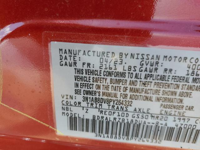 3N1AB8DV8PY264332 - 2023 NISSAN SENTRA SR RED photo 12