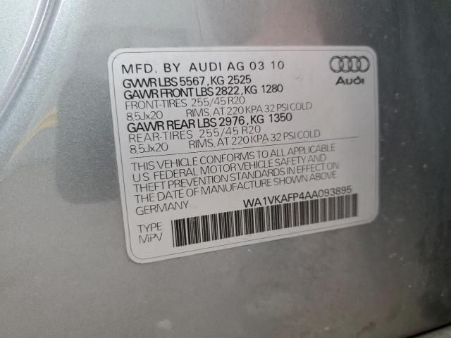 WA1VKAFP4AA093895 - 2010 AUDI Q5 PRESTIGE GRAY photo 13