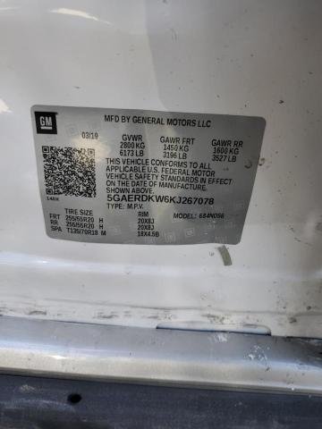 5GAERDKW6KJ267078 - 2019 BUICK ENCLAVE AVENIR WHITE photo 12