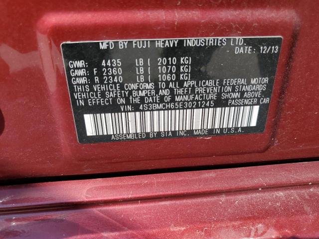 4S3BMCH65E3021245 - 2014 SUBARU LEGACY 2.5I SPORT RED photo 12