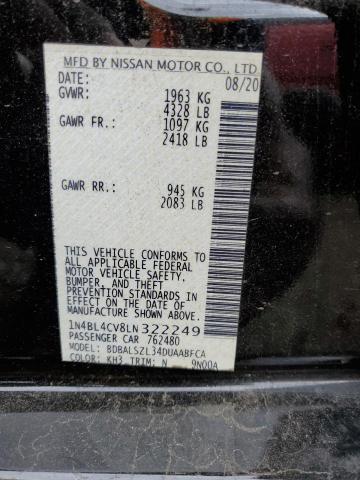 1N4BL4CV8LN322249 - 2020 NISSAN ALTIMA SR BLACK photo 12