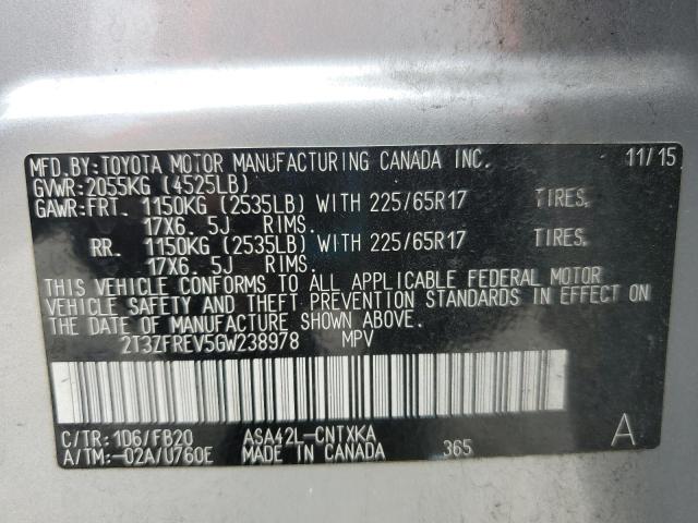 2T3ZFREV5GW238978 - 2016 TOYOTA RAV4 LE 银色 照片 13