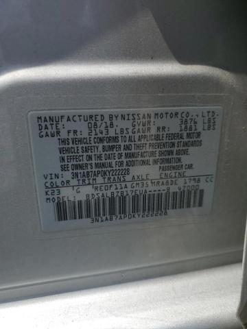 3N1AB7AP0KY222228 - 2019 NISSAN SENTRA S SILVER photo 12