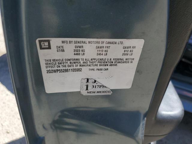 2G2WP552861105982 - 2006 PONTIAC GRAND PRIX 青色 照片 12