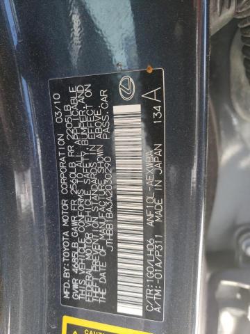 JTHBB1BA3A2030290 - 2010 LEXUS HS 250H BLACK photo 12