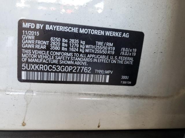 5UXKR0C53G0P27762 - 2016 BMW X5 XDRIVE35I WHITE photo 14