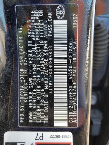 4T1BF1FK0HU394833 - 2017 TOYOTA CAMRY LE BLACK photo 12