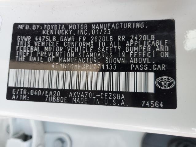4T1G11AK3PU771133 - 2023 TOYOTA CAMRY SE NIGHT SHADE WHITE photo 12