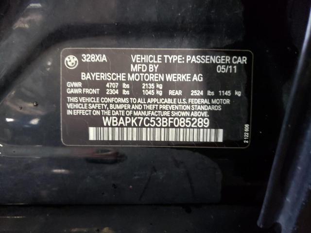 WBAPK7C53BF085289 - 2011 BMW 328 XI BLACK photo 12