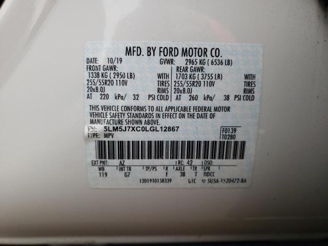 5LM5J7XC0LGL12867 - 2020 LINCOLN AVIATOR RESERVE WHITE photo 14