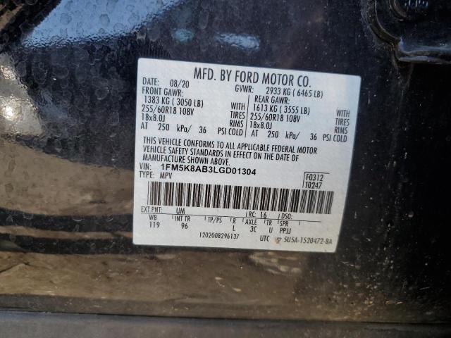 1FM5K8AB3LGD01304 - 2020 FORD EXPLORER POLICE INTERCEPTOR BLACK photo 14