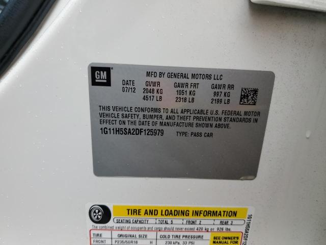 1G11H5SA2DF125979 - 2013 CHEVROLET MALIBU LTZ თეთრი ფოტო 12