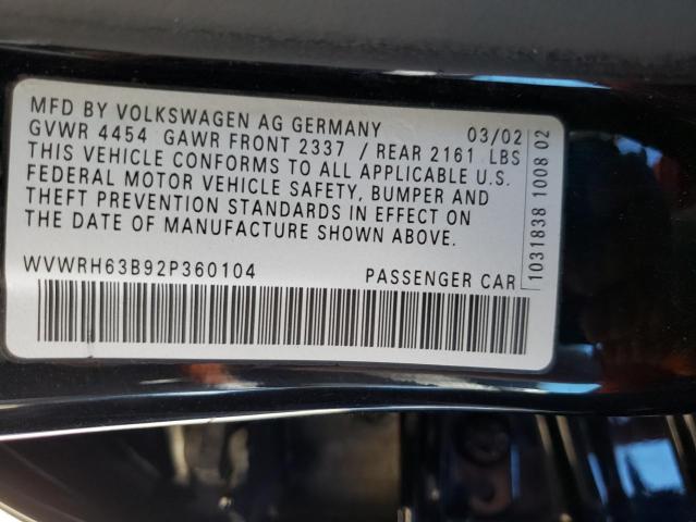 WVWRH63B92P360104 - 2002 VOLKSWAGEN PASSAT GLX Qara foto 12