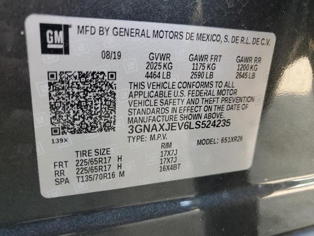 3GNAXJEV6LS524235 - 2020 CHEVROLET EQUINOX LT GRAY photo 13