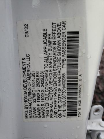 19UUB6F50NA002058 - 2022 ACURA TLX TECH A WHITE photo 13