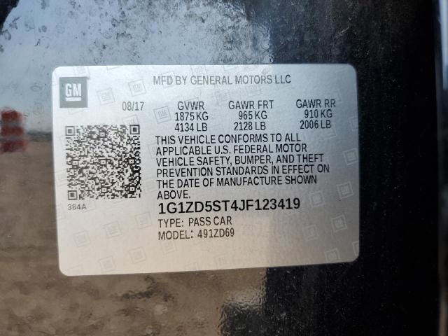 1G1ZD5ST4JF123419 - 2018 CHEVROLET MALIBU LT შავი ფოტო 12