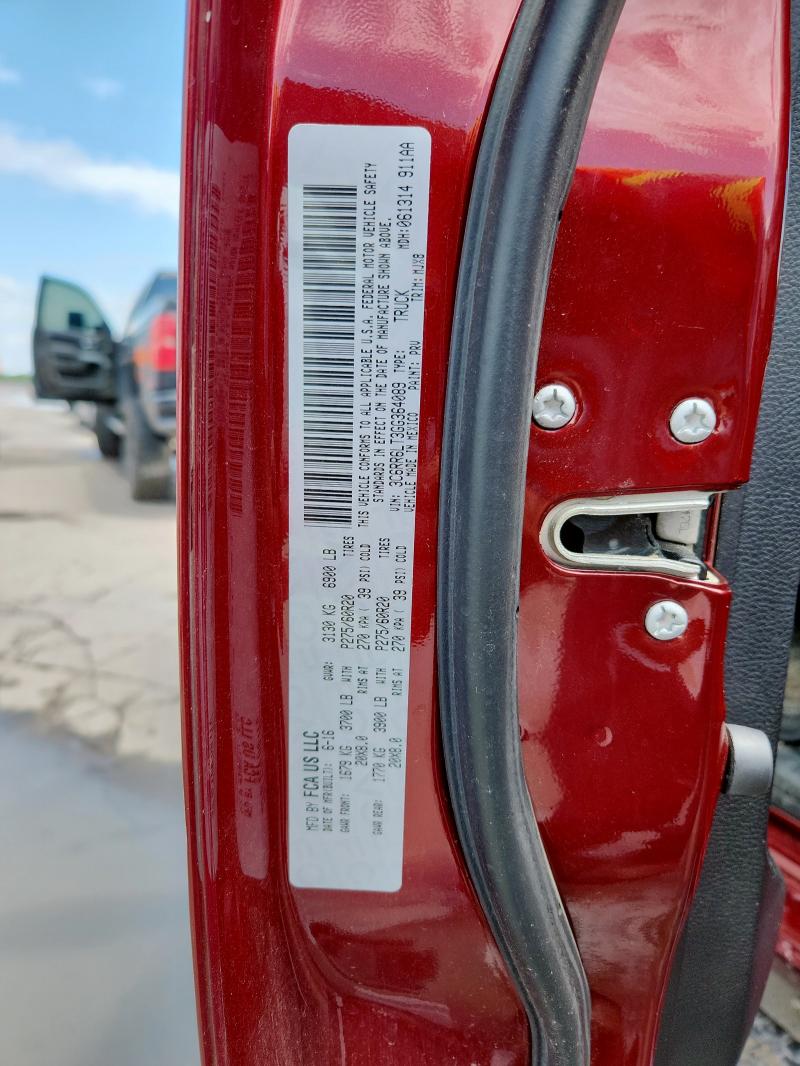 3C6RR6LT3GG364089 - 2016 RAM 1500 SLT 勃艮第红 照片 12