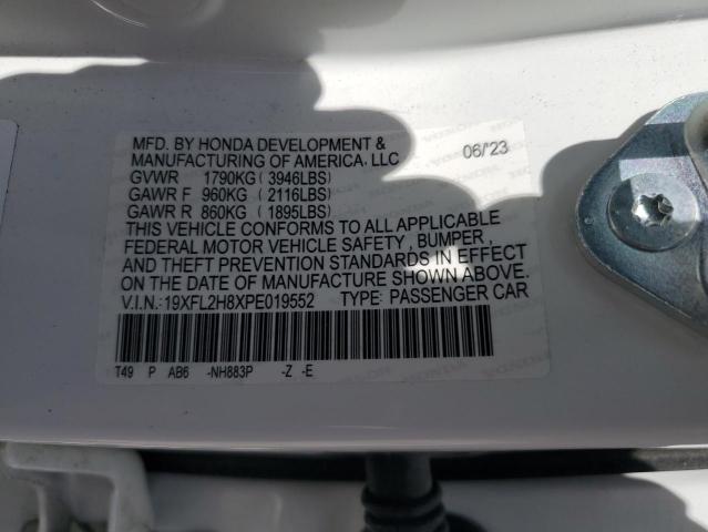 19XFL2H8XPE019552 - 2023 HONDA CIVIC SPORT 白色 照片 12