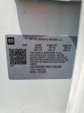 1G1ZD5ST3NF135129 - 2022 CHEVROLET MALIBU LT WHITE photo 13