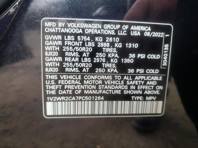 1V2WR2CA7PC501264 - 2023 VOLKSWAGEN ATLAS SE Սև լուսանկար 13