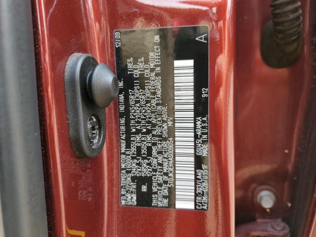 5TDJK3EH4AS009054 - 2010 TOYOTA HIGHLANDER SE RED photo 13