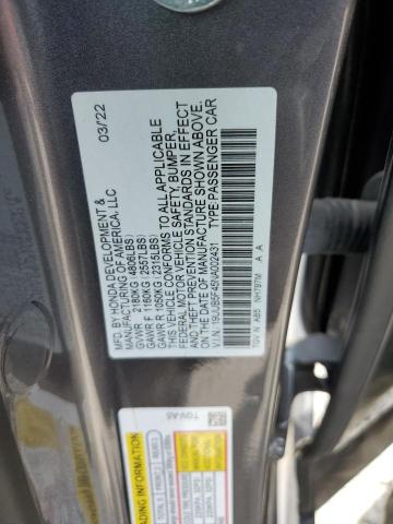 19UUB5F45NA002431 - 2022 ACURA TLX TECHNOLOGY GRAY photo 12