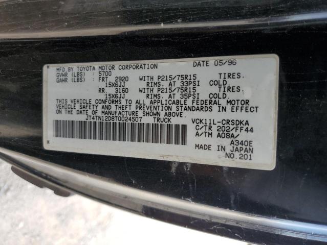 JT4TN12D8T0024507 - 1996 TOYOTA T100 XTRACAB BLACK photo 12