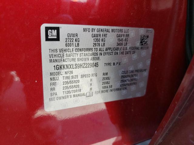 1GKKNXLS9HZ229045 - 2017 GMC ACADIA DENALI RED photo 13