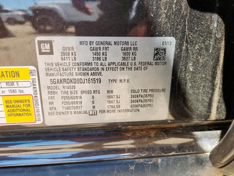 5GAKRDKD0DJ161519 - 2013 BUICK ENCLAVE BROWN photo 13