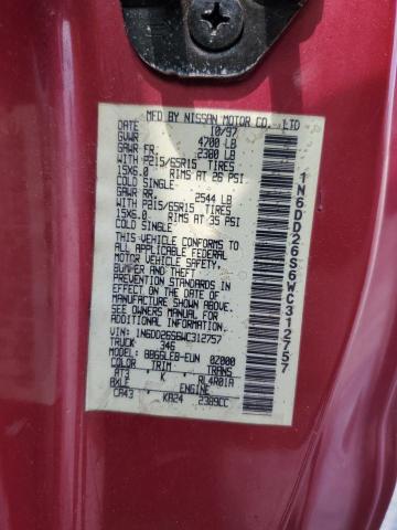 1N6DD26S6WC312757 - 1998 NISSAN FRONTIER KING CAB XE RED photo 12