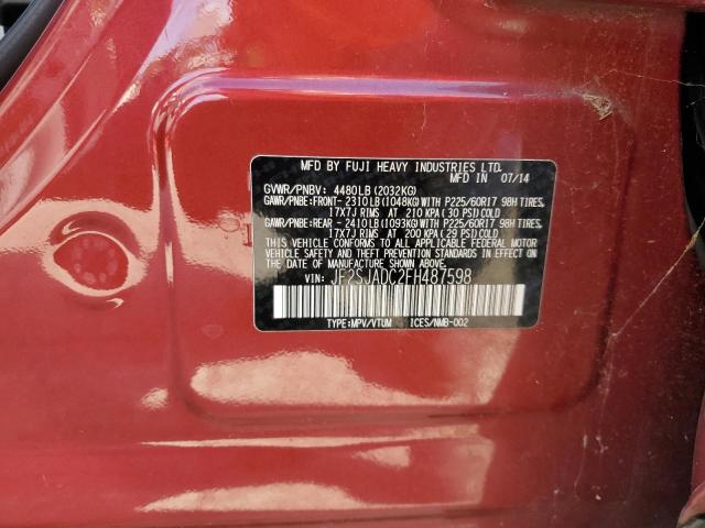 JF2SJADC2FH487598 - 2015 SUBARU FORESTER 2.5I PREMIUM RED photo 12