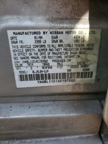 1N4BL11D14C197262 - 2004 NISSAN ALTIMA SE SILVER photo 12