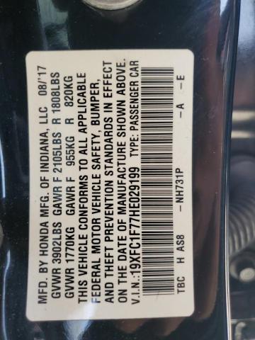 19XFC1F77HE029199 - 2017 HONDA CIVIC EXL შავი ფოტო 12