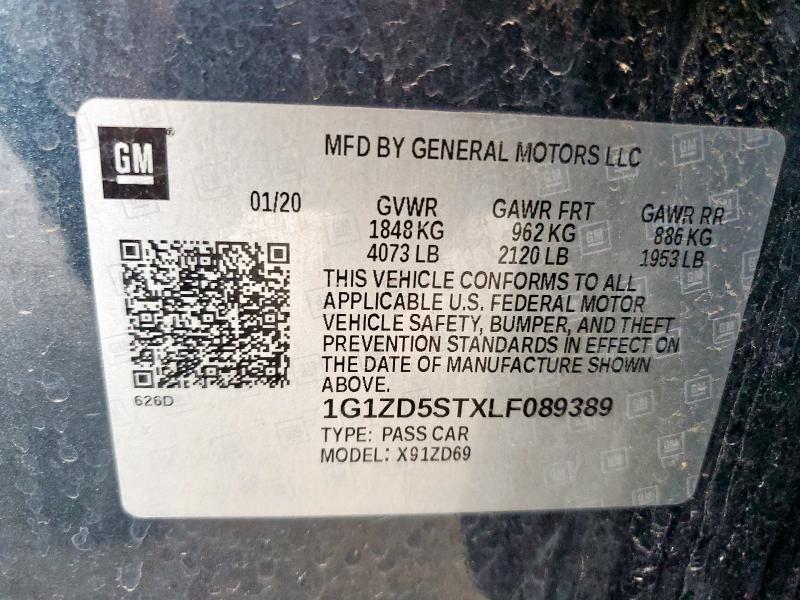 1G1ZD5STXLF089389 - 2020 CHEVROLET MALIBU LT BLUE photo 12