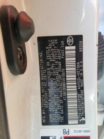 4T1BF1FK8CU619976 - 2012 TOYOTA CAMRY BASE WHITE photo 13