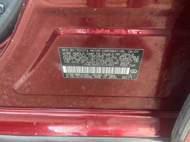 JTHBJ46G572147591 - 2007 LEXUS ES 350 BURGUNDY photo 10