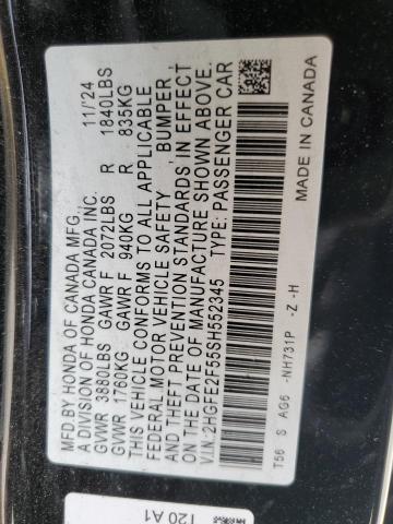 2HGFE2F55SH552345 - 2025 HONDA CIVIC SPORT შავი ფოტო 12