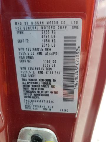 3N63M0ZN5FK710526 - 2015 CHEVROLET CITY EXPRE LT BURGUNDY photo 13