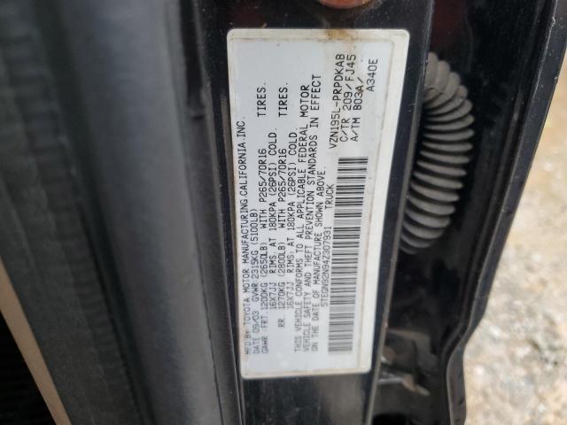 5TEGN92N94Z307931 - 2004 TOYOTA TACOMA DOUBLE CAB PRERUNNER BLACK photo 13