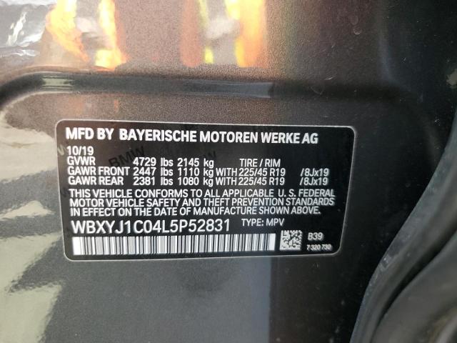 WBXYJ1C04L5P52831 - 2020 BMW X2 XDRIVE28I GRAY photo 12