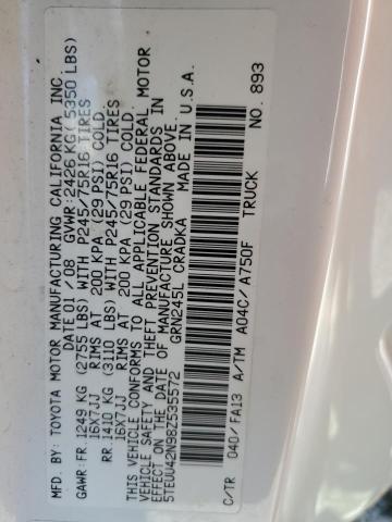 5TEUU42N98Z535572 - 2008 TOYOTA TACOMA ACCESS CAB Weiß Foto 12