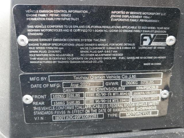 H0DTADG49PX062281 - 2023 MC 250CC 黑色 照片 10