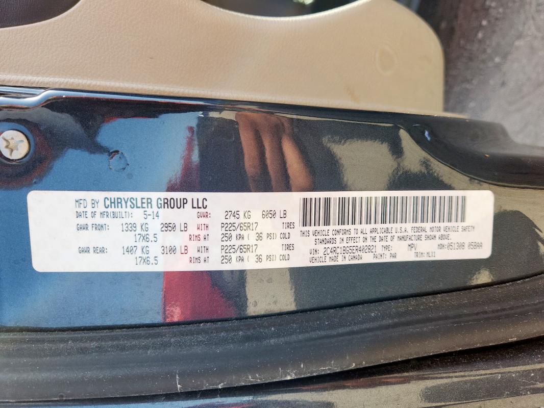 2C4RC1BG5ER402821 - 2014 CHRYSLER TOWN & COU TOURING CHARCOAL photo 13