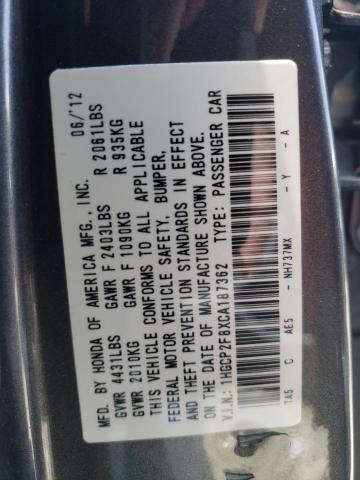 1HGCP2F8XCA187362 - 2012 HONDA ACCORD EXL GRAY photo 12