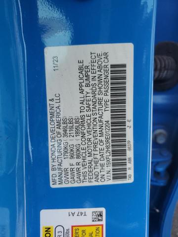 19XFL2H83RE012204 - 2024 HONDA CIVIC SPORT Көк фото 12