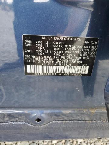 4S4BTANC1L3159228 - 2020 SUBARU OUTBACK LIMITED BLUE photo 13