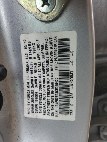 19XFB2F58CE098435 - 2012 HONDA CIVIC LX Gümüş foto 12