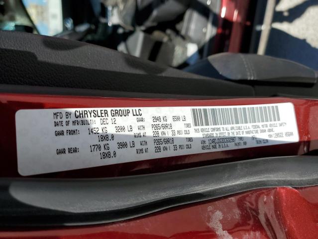 1C4RDJDG3DC632987 - 2013 DODGE DURANGO CREW RED photo 10