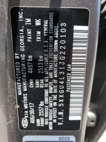 5XXGU4L31JG220103 - 2018 KIA OPTIMA EX SILVER photo 13