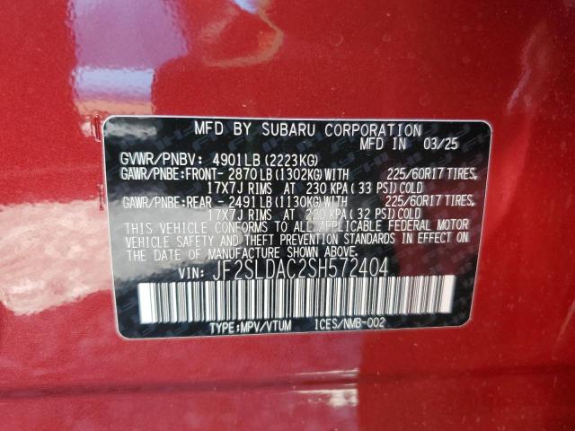JF2SLDAC2SH572404 - 2025 SUBARU FORESTER წითელი ფოტო 13